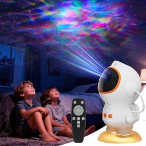 Fokky Proyector Estrellas, Proyector de Astronautas, Luz Nocturna LED, 9 Modos de Nebulosa y Proyección de Cielo Estrellado, Control Remoto, Proyector de Galaxias con Temporizador