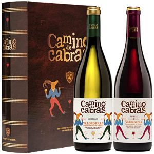 Pack Regalo Vino Tinto & Blanco | Mencía Crianza + Godello Valdeorras | Vinos buenos para Regalar | Estuche Vino Gallego | Producto Gourmet | 2 Botellas x 750 ml CAMINO DE CABRAS | Regalo original
