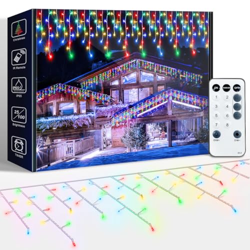 ARKOCHIC 30M Cortina Luces Navidad Exterior Balcon, 960LED Cascada Luzes Natal Exterior de IP65 Impermeable con 8 Modos Memoria, Multicolor Navidad Decoración para Ventana, Interior, Puerta, Jardín