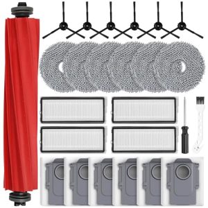25 accesorios para robot aspirador Roborock Qrevo Pro/Qrevo S/Qrevo MaxV, 1 cepillo principal, 6 bolsas de polvo, 6 almohadillas de limpieza, 4 filtros HEPA, 6 cepillos laterales, 1 cepillo de