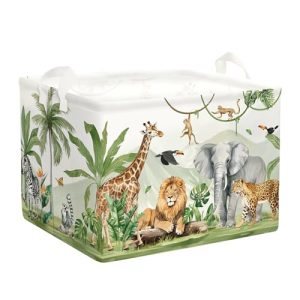 HUUMONSS Grande Cesta Ropa Sucia Bebe Animales Safari para Chico Chica Jirafa León Plegable Cestos Almacenaje Ropa Juguetes para Habitación Infantil Dormitorio, Mono, 36L