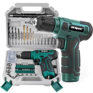 Hi-Spec 110 piezas Verde 8V USB Taladro Eléctrico Inalámbrico Juego de Taladro y Atornillador. Brocas, Dados y Accesorios de Puntas de Destornillador en un Estuche de Herramientas Portátil