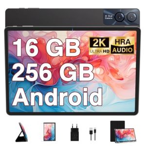 GOODTEL 2026 Tablet 11 Pulgadas Android【16 GB RAM + 256 GB ROM 】 Ampliable a 2TB, BT 5.0, 8600mAh,2K,Facciale ID,WiFi 5G Octa-Core, GPS, Cámara 13MP + 5 MP, USB-C–con Funda – Gris