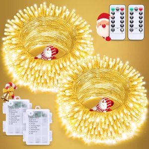 JMEXSUSS Cadena de Luces de Batería 100 LED, Decoración Navideña, Guirnalda