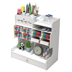Organizador de escritorio blanco con cajón, soporte para lápices de escritorio, organizador de escritorio de oficina, papelería de oficina, organizador de escritorio para hogar, oficina y escuela