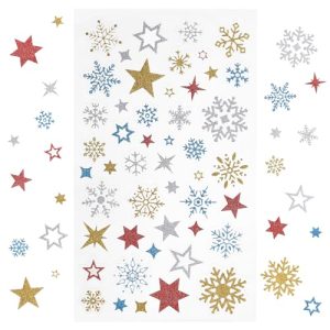 Kesote 240 Pzs Pegatinas de Navidad Pegatinas Autoadhesivas de Estrellas y Copos de Nieve Decorativas para Álbumes de Recortes, Tarjetas de Felicitación, Sobres de Regalo, Bolsas de Regalos