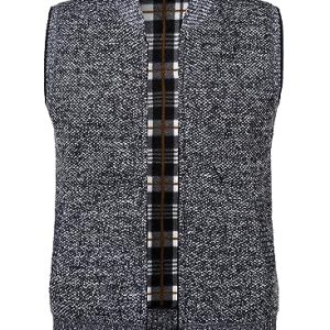 Yukirtiq Chaqueta Hombre Invierno sin Mangas Chaleco de Suéter Cárdigan de Punto para Hombre Casuales Chaleco de Punto con Bolsillos, Gris, S