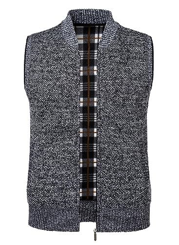 Yukirtiq Chaqueta Hombre Invierno sin Mangas Chaleco de Suéter Cárdigan de Punto para Hombre Casuales Chaleco de Punto con Bolsillos, Gris, S