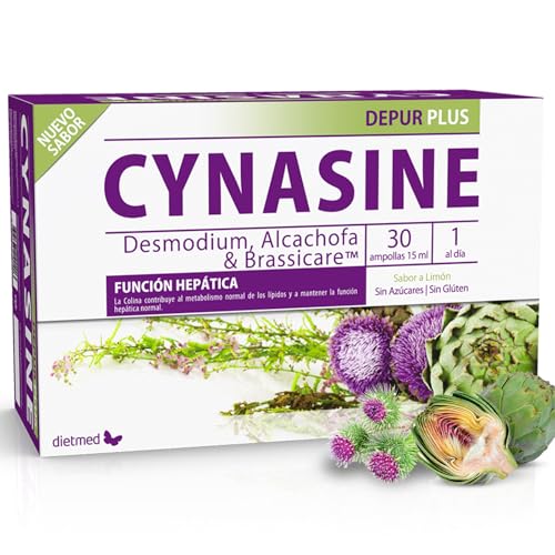 Detox Natural Cynasine Depur Plus 30 Ampollas - Desmodium, Alcachofa, Cardo Mariano y Brassicare® (Brócoli 40:1) - Apoya la Depuración Natural y el Bienestar Hepático - Dietmed