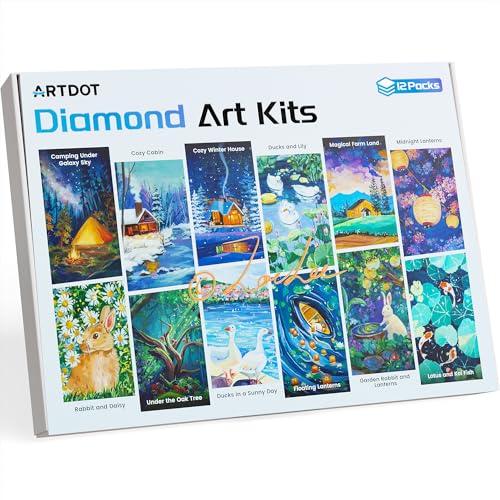 ARTDOT 12 Kits 5D DIY Diamond Painting Adultos, Licencia Pintura Diamante Adultos con Accesorios para Decoración Mural del Hogar (30 x 40 cm)