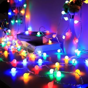 Adispotg Luces de Hadas, 20ft 40 luces LED alimentadas por batería, 2 modos, decorativas para interiores y exteriores, dormitorio, boda, fiesta, cumpleaños, San Valentín, Navidad (Coloerd Globe)
