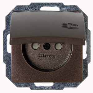 Kopp 944826089 Paris – Toma de contacto con protección centralizada, enchufe individual con tapa y protección de contactos aumentada, marrón, 1 unidad, color marrón palo de rosa