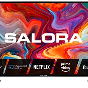 SALORA SMART24TV – Smart TV LED 24 Pulgadas HD 1366×768, Android TV, Wi-Fi y Bluetooth, 3 HDMI, Chromecast Incorporado, diseño Compacto, Pantalla LED versátil para Cualquier habitación