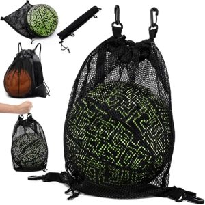 STAY GENT Cordón Malla Bolsa para Baloncesto Fútbol Voleibol, Plegable Portátil Bolsa con Desmontable Gancho, Deporte Gimnasio Yoga Pelota Equipamiento Bolsa para Niños Niñas