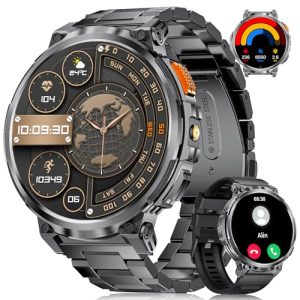 Reloj Inteligente Hombre-1.85» Grande Pantalla /730 mAh Batería,Smartwatch Hombres con LED Linterna/120+ Modos Deporte,IP68 Impermeable,24/7 Frecuencia Cardíaca,Monitor de Sueño para Android iOS