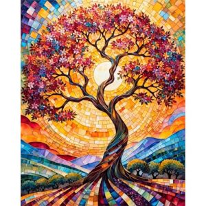 LAISLLA Pintura por Números para Adultos, DIY Pintura por Números, Kit de Pintura al óleo de Lienzo para con Pinceles Sin Marco 40X50 CM (Árbol)