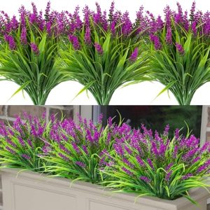 PANYI 12 Manojos Flores Artificiales Decoracion Artificiales de Lavanda Plantas Exterior para Jardines de Interior,Decoración de Flores en Balcones o Proyectos de Paisajismo,etc