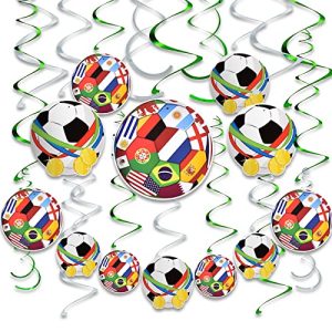 AhfuLife Decoración de la Eurocopa 2024, Colgante en Espiral de Elementos Futbolísticos, Puede Utilizarse para Decorar Fiestas de Interior, Accesorios para ver Partidos de Fútbol (28pcs)