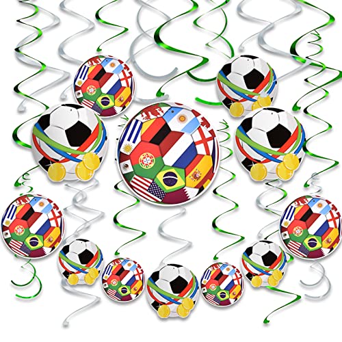 AhfuLife Decoración de la Eurocopa 2024, Colgante en Espiral de Elementos Futbolísticos, Puede Utilizarse para Decorar Fiestas de Interior, Accesorios para ver Partidos de Fútbol (28pcs)