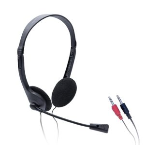 iggual – Auriculares con Micrófono Rotativo 90º y Cable de 1,8m con Conexión 2 x 3,5mm Jack, Incluye Rueda para Ajustar Volumen