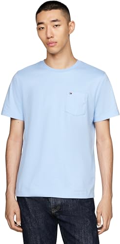 Tommy Hilfiger Camiseta de manga corta Hombre Essential con bolsillo en el pecho, Azul (Vessel Blue), M