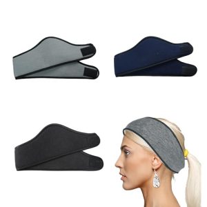 3 Piezas Diademas para Deportes de Invierno, Diadema Calentadora de Orejas para Ciclismo, Ideal para Yoga, Deportes al Aire Libre, Correr, Trotar – Negro, Azul Marino, Gris Oscuro