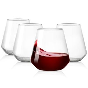 HAHASHOW Copas Vino Plástico 4 Vasos 17oz/500ml Irrompible Tritan Copas de Vino sin Pie para Whisky Zumo Camping Fiesta