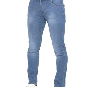 989Zé ENZO Slim Fit Pant Stretch Jeans Pantalones Vaqueros para Hombre EZ325 Azul Claro 38W / 32L