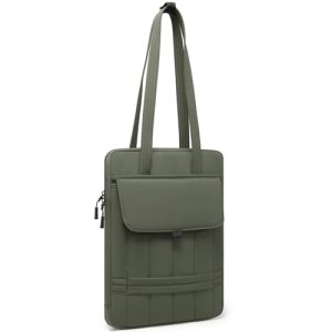 HYZUO 13,3-14 Pulgadas Funda Acolchada para Portátil para 13″-14″ MacBook Pro/Air, 13″ 13,3″ DELL/HP/Lenovo/ASUS, Bolsos de Hombro Delgados para Mujer, Bolso de Trabajo Diario, Verde Medianoche