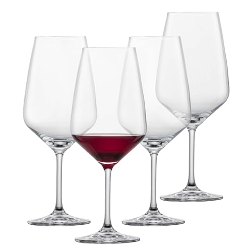 SCHOTT ZWIESEL Copas de vino tinto Bordeaux Tulip (set de 4), atemporales copas bordelesas para vino tinto, copas de cristal Tritan aptas para lavavajillas, fabricadas en Alemania (art. nº. 123607)