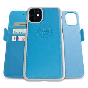 dreem Fibonacci 2 en 1 Funda iPhone 11 Cuero Vegano Tipo Billetera | Funda Magnética Desmontable a Prueba de Golpes TPU Fino | Protección RFID | Caja de Regalo | Celeste