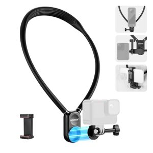 NEEWER Soporte magnético para el Cuello con Clip Compatible con GoPro Hero 12 11 10 MAX dji Action 4 Insta360 Samsung, liberación rápida POV cámara de acción Collar Montaje Vlog Aceessories, GP15