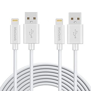 MaGeek® [Pack de 2 3.0m de Apple MFi Certificado Lightning para el Cable USB para el iPhone X/8 Plus/8/7/7 Plus/6s/6s Plus/6/6 Plus/5s/5, iPad mini/4/3/2, iPad Pro Air 2 (Blanco)