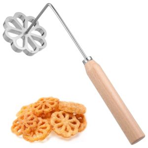 Alipis Molde Para Buñuelos Con Mango De Aluminio Herramienta De Repostería Con Diseño Floral Fácil De Usar Para Cocina Y Hornear 10.4X3.6X0.9 Pulgadas
