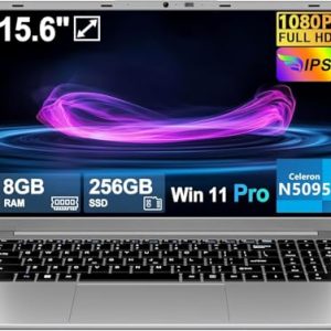 Ruzava 2026 Ordenador Portátil 15,6 Pulgadas Celeron N5095 2,9 GHz Win11 Pro 8GB 256GB SSD Expansión 1TB 5G WiFi BT4.2 HDMl USB 3.0 Portatil con Ratón Inalámbrico y Teclado Español Membrana – Silver
