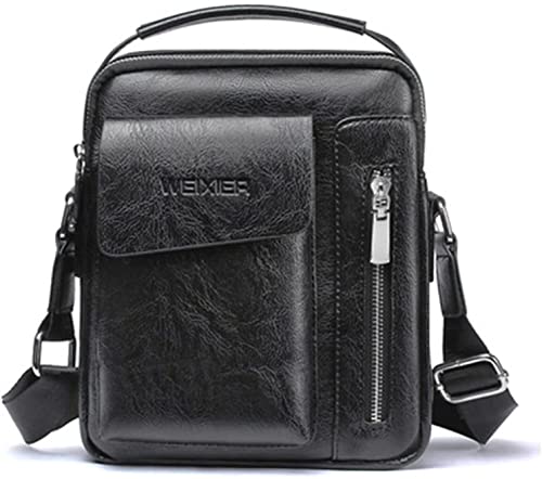 Bandoleras Hombre de Cuero, Mariconeras Pequeñas, Crossbody Piel Shoulder Bag Teléfono Cartera Monedero Bolso Mensajero Correa Ajustable para deportes,Trabajo,Casual,Viajes