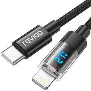 RAVIAD Cable USB C a Lightning 2M Cargador iPhone Carga Rapida MFi Certificado Cable iPhone USB C Nailon Trenzado PD USB Tipo C a Lightning Cable para iPhone 14 13 12 11 Pro XS MAX XR X 8 7 6SPlus 5