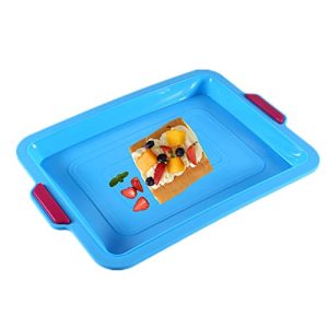KeepingcooX Molde de Horno de Silicona para Tartas Planas, Bases de Pizza y Pasteles – Molde para hornear panecillos, brownies, lasaña, antiadherente, Color aleatorio, 24 x 34 cm