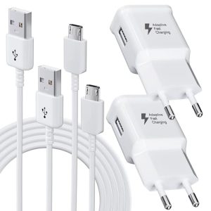 2-Pack Cargador para Samsung Carga Rapida, Cargador Movil con 1.5M Micro USB Cable Compatible con Samsung Galaxy S7 S6 Edge S5 S4 S3 S2 A7 A9 A03 J8 J7 J6 J5 J3, Tab 4, Tab S2, Android Smartphone