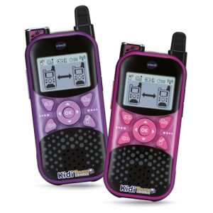 VTech – KidiTalkie Explorer Morado/Rosa, Walkie-Talkies Infantil con Linterna y Efectos de Voz, Envío de Mensajes, Función Cambio de Voz, Juegos, Regalo niños +4 años, Versión ESP