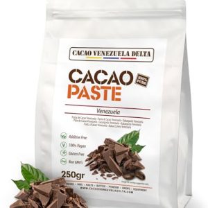 Cacao V Delta Pasta De Cacao Pura Ceremonial 250g de Origen Venezuela – Chocolate Negro 100% Puro sin Azúcar para Fundir y Reposteria – Sin Gluten, Antioxidante, Vegano