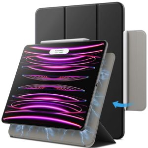 JETech Funda Magnética para iPad Pro 12,9 Pulgadas 2022/2021/2020/2018 (6.ª/5.ª/4.ª/3.ª Generación), Pencil 2.ª Generación de Carga, Carcasa Auto-Sueño/Estela (Negro)