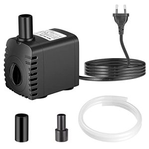 SOUSLOW 8W Bomba de Agua Sumergible 600L/H AC220-240V con 2 Boquillas para Acuario Pecera Estanque Fuentes Jardín Sistema