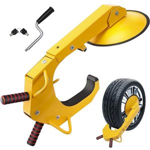 VEVOR Cerradura de Rueda para Coche Bloqueo de Rueda Antirrobo 16-38cm de Acero Q235 de Servicio Pesado Ventosa de 30cm 2 Llaves Dispositivo de Bloqueo de Rueda para Vehículos Caravanas Camiones Motos