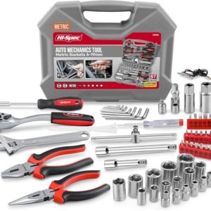 Hi-Spec Juego de Herramientas para Mecánica Automotriz de 67 Piezas. Herramientas Manuales de Bricolaje para Reparación y Mantenimiento de Automóviles, Bicicletas, y Motos. con Maletin de Transporte