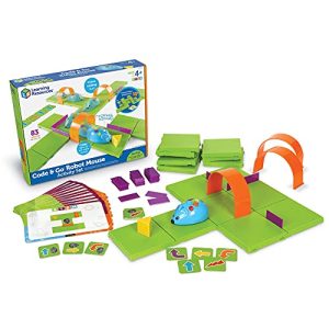Learning Resources Set de Actividades Ratón Robot Code & GO, Juego codificación Infantil, programación para niños, Juguete Stem Educativo, Edades 4-8, Incluye 83 Piezas y Tarjetas