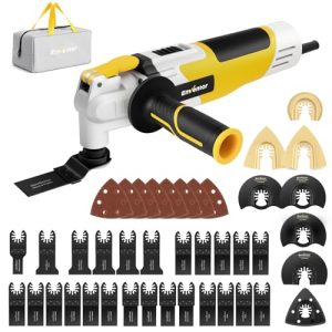 Enventor Multiherramienta Oscilante, 280W Herramientas Oscilantes 15000-22000OPM, 6 Velocidades Variables, Ángulo de Oscilación 3°, Mango Auxiliar, 42 Accesorios, para Cortar, Lijar, Raspar