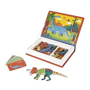 Janod – Magneti’Book Dinosaurios – Juego Educativo Magnético de 50 Piezas – Desarrolla la Motricidad Fina y la Imaginación – Certificado FSC – A partir de 3 Años, J02590