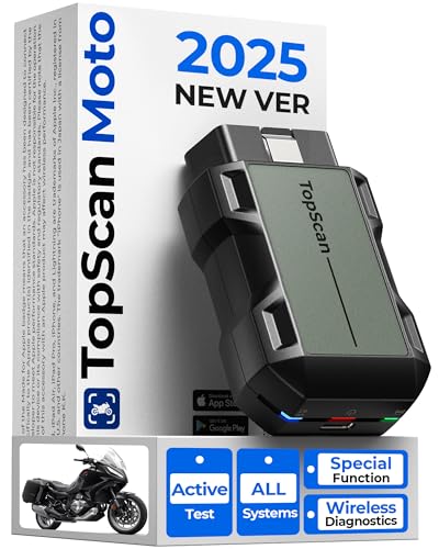 TOPDON TopScan Moto OBD2 Diagnosis para Motocicleta, Diagnosis Coche Multimarca para Motocicleta, Compatible con Harley/Ducati/BMW/Kawasaki/Suzuki/Yamaha/Honda, Todos los Sistemas