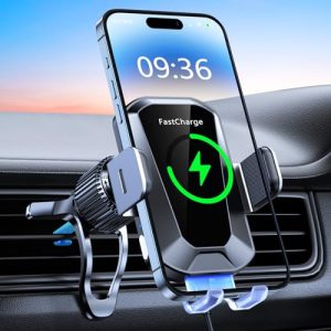 EOIWUY 15W Cargador Inalámbrico Coche, [Sujeción Automática] 360° Rotación Soporte Movil Coche Cargador Inalambrico Carga Rápida para Rejilla Compatible con iPhone 17/16/15/14/13, Galaxy S25/S24, etc